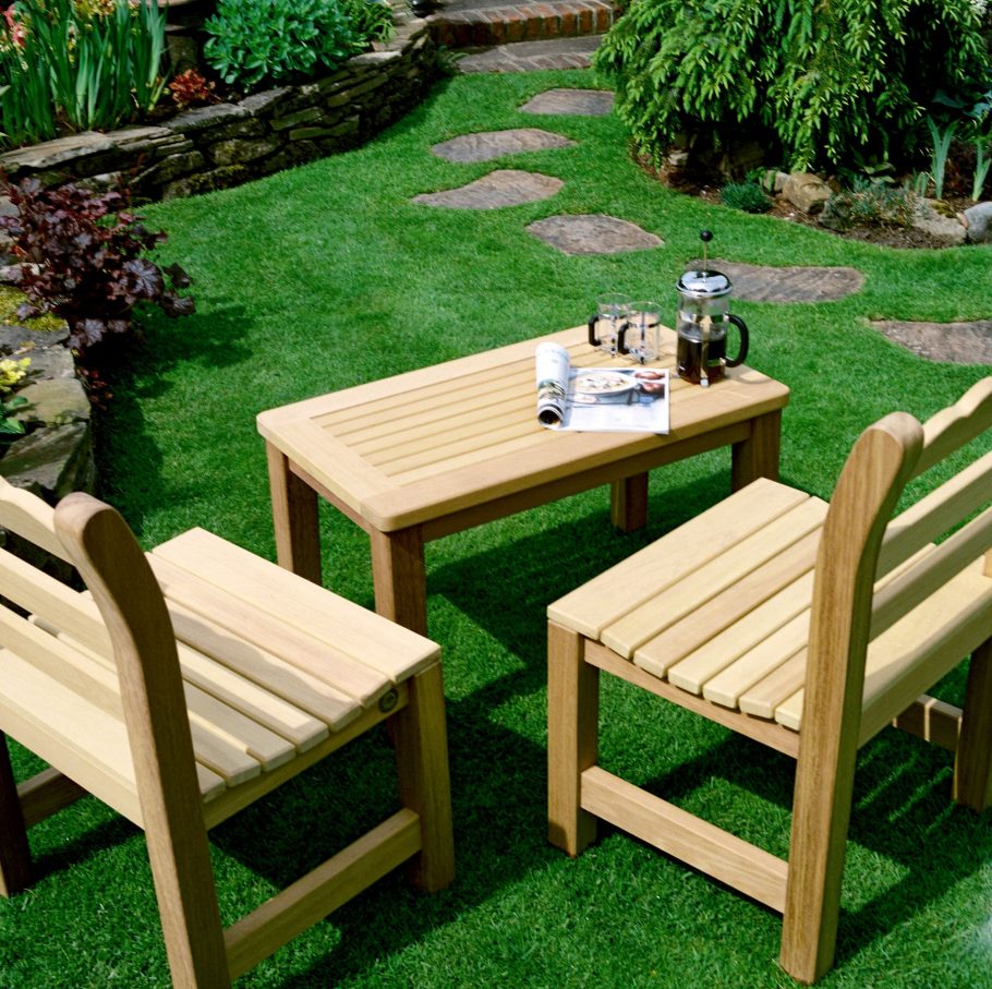 Beverley wooden garden chairs and Malton coffee table