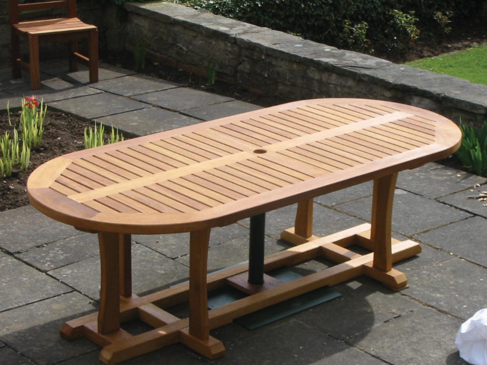 The Wetherby Oval Garden Wooden Patio Table Woodcraft UK