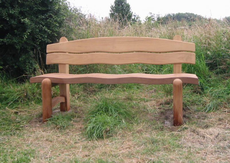 Wooden Waveform garden bench