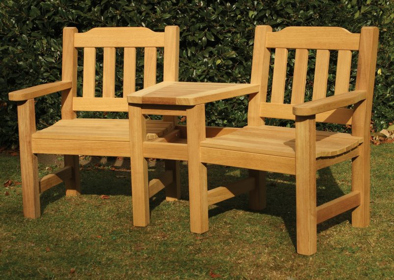 Helmsley Companion Wooden Garden Bench, Garden Seat With Table
