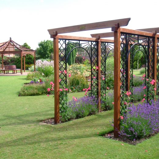 An original pergola by Woodcraft UK at Burnby Hall Gardens, Pocklington.