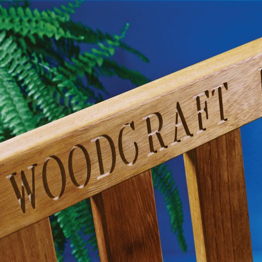 Wooden bench top rail engraving 