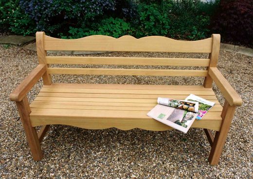 The Beverley wooden memorial bench front view