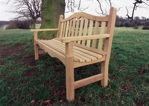 Side view of the Knaresborough wooden bench