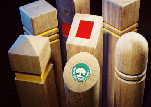 Various wooden bollards