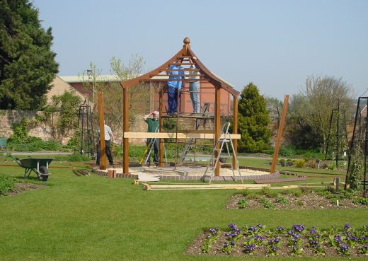 Construction of a wooden gazebo