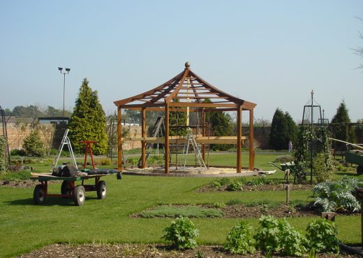 Constructing the roof on a garden gazebo