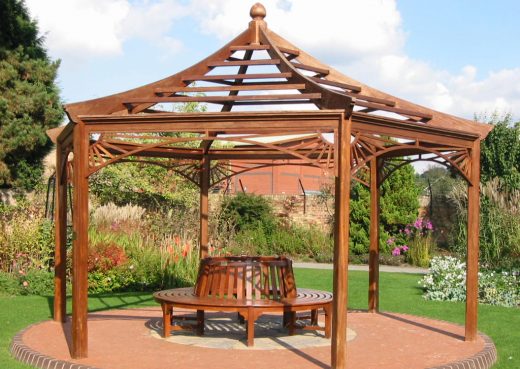 Wooden Gazebo with Circular Bench