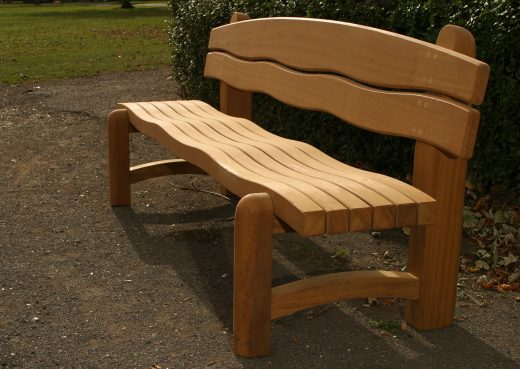 The Waveform garden bench side view