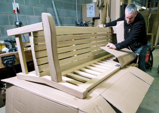 Another wooden bench ready for dispatch across the UK