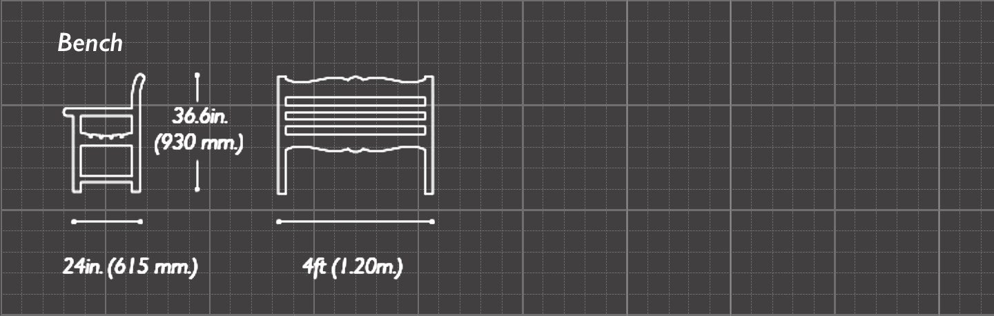 The Beverley 4ft Memorial Bench Sizes