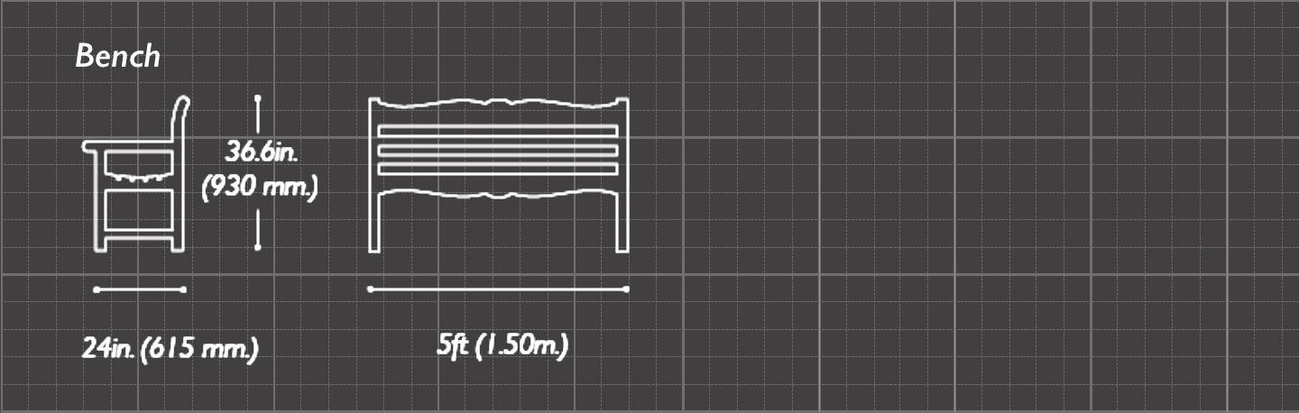 The Beverley 5ft Memorial Bench Sizes