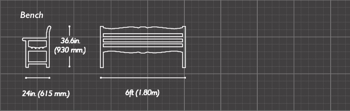 The Beverley 6ft Memorial Bench Sizes