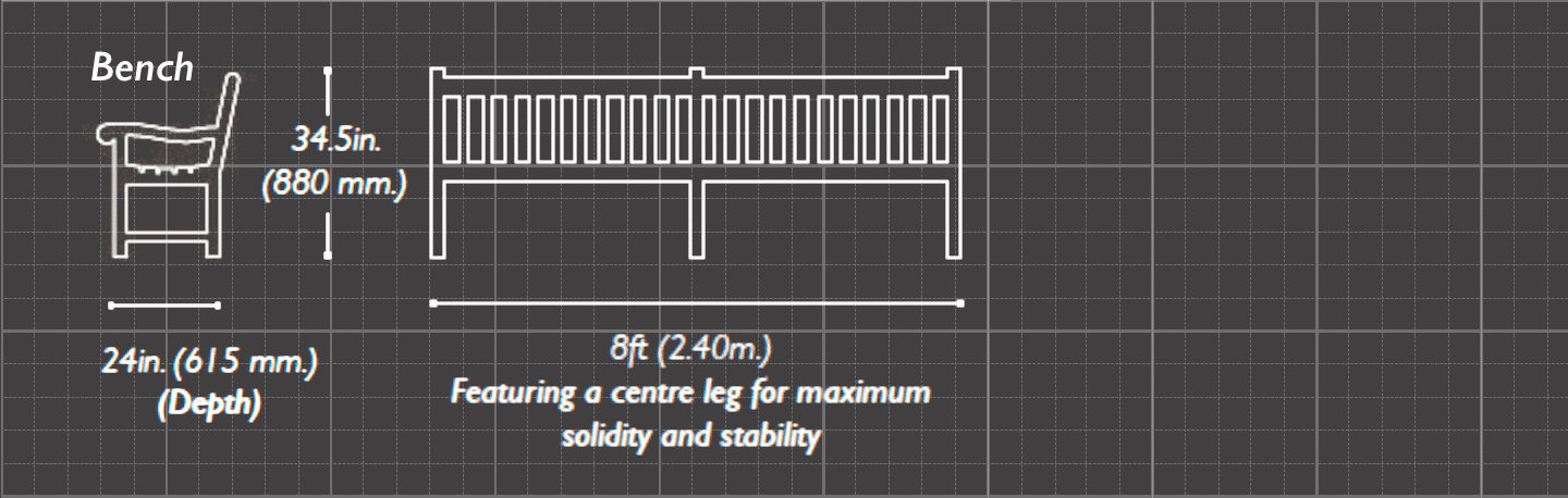 The Mendip 8ft Memorial Bench Sizes