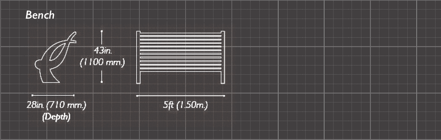 The Spinnaker 5ft Park Bench Sizes