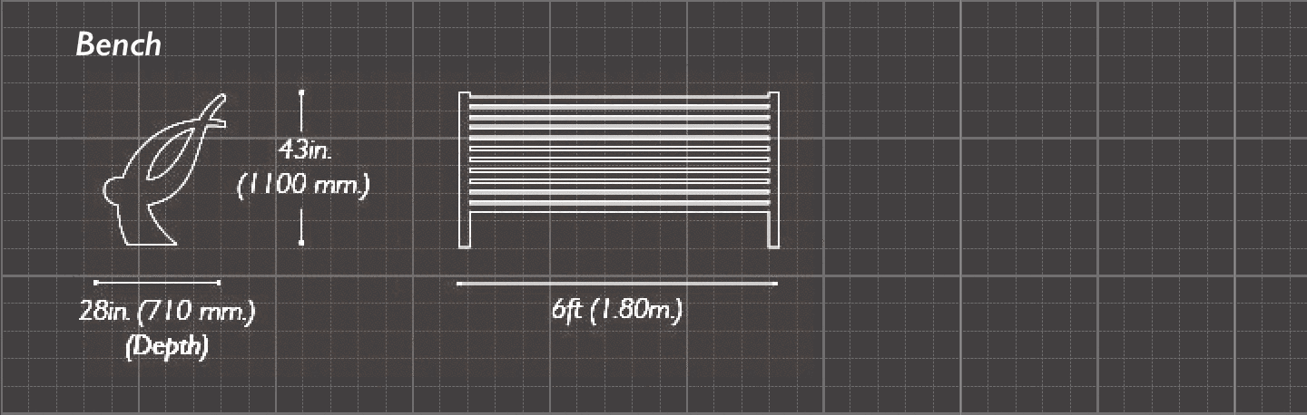 The Spinnaker 6ft Park Bench Sizes