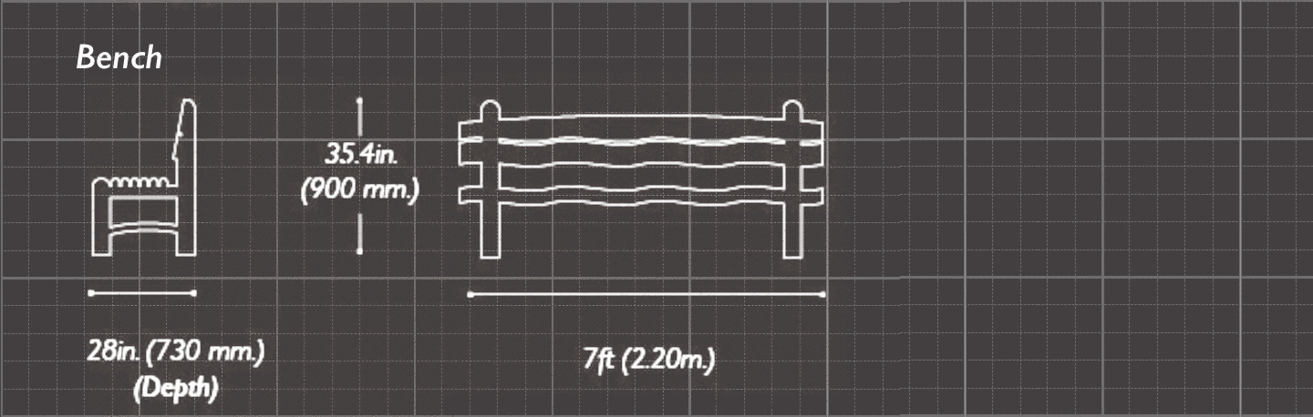 The Waveform 7ft Memorial Bench Sizes