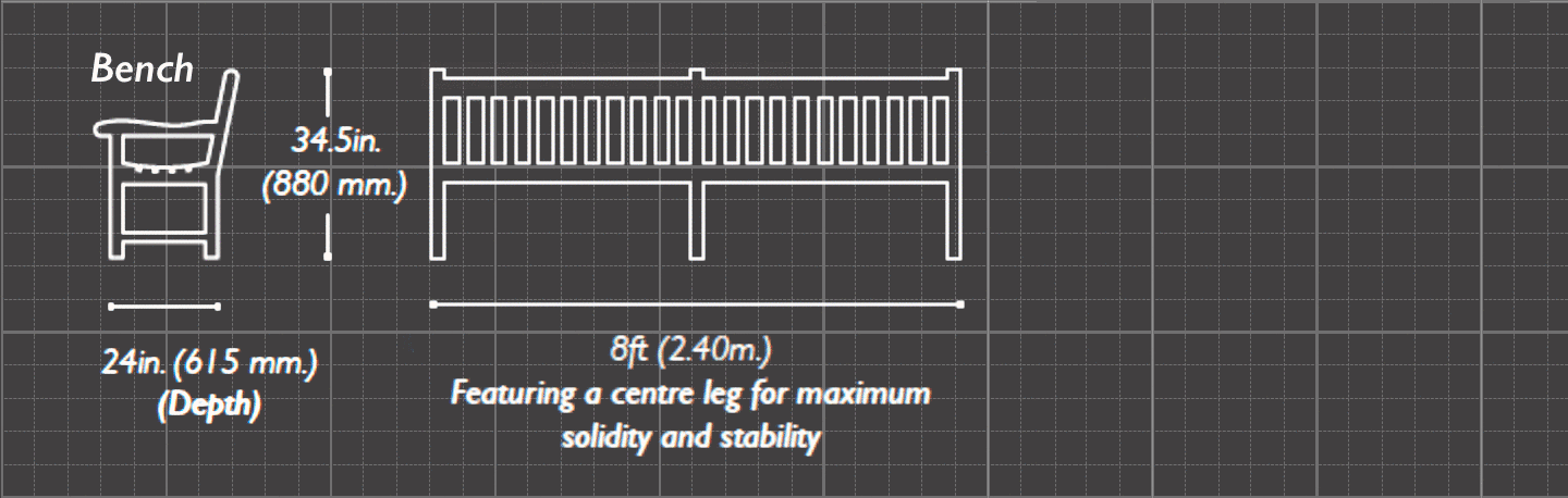 The York 8ft Memorial Bench Sizes